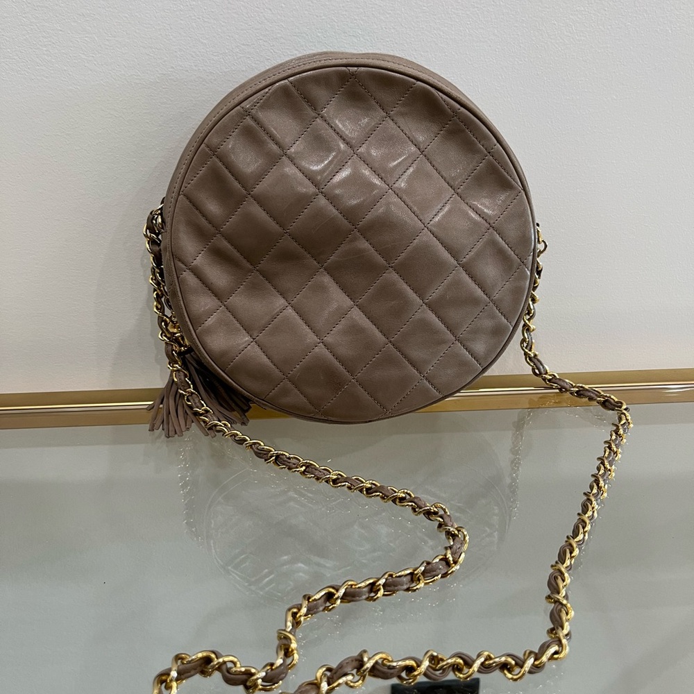 Quilted Taupe Crossbody Bag